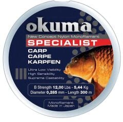 Okuma Carp 300 mt 25,00 lb 11,36 kg 0,40 mm Camou Misina